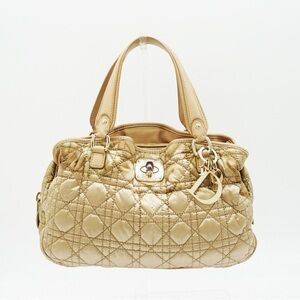 Dior Gold Silk Cannage Boston Bag